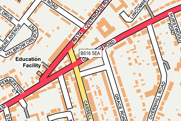 BS16 5EA map - OS OpenMap – Local (Ordnance Survey)