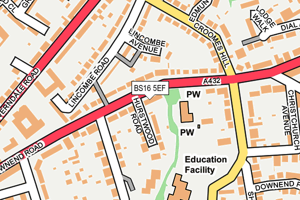 BS16 5EF map - OS OpenMap – Local (Ordnance Survey)