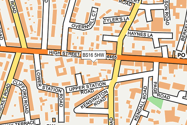 BS16 5HW map - OS OpenMap – Local (Ordnance Survey)