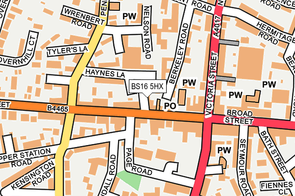 BS16 5HX map - OS OpenMap – Local (Ordnance Survey)