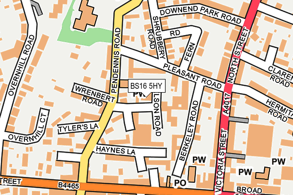 BS16 5HY map - OS OpenMap – Local (Ordnance Survey)