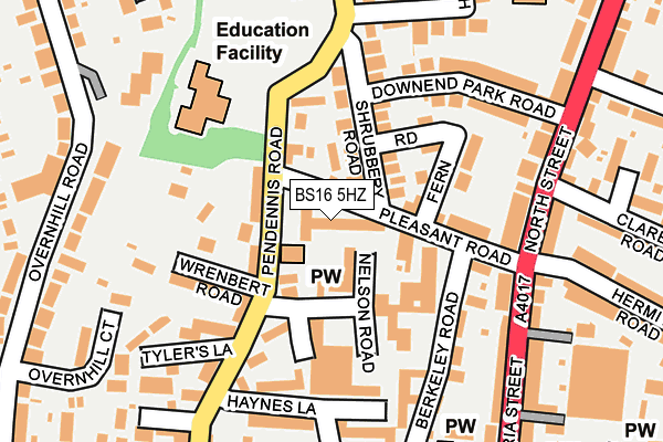 BS16 5HZ map - OS OpenMap – Local (Ordnance Survey)