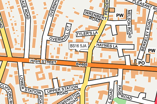 BS16 5JA map - OS OpenMap – Local (Ordnance Survey)