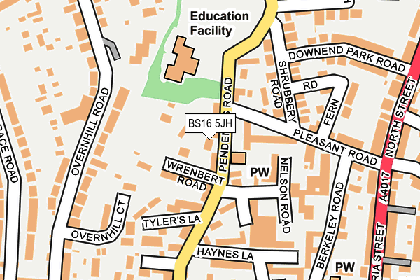 BS16 5JH map - OS OpenMap – Local (Ordnance Survey)
