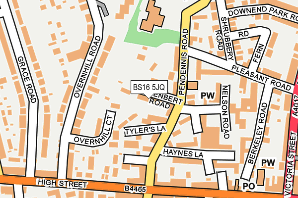 BS16 5JQ map - OS OpenMap – Local (Ordnance Survey)