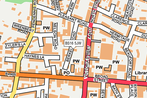 BS16 5JW map - OS OpenMap – Local (Ordnance Survey)