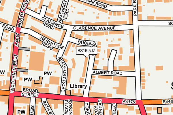 BS16 5JZ map - OS OpenMap – Local (Ordnance Survey)