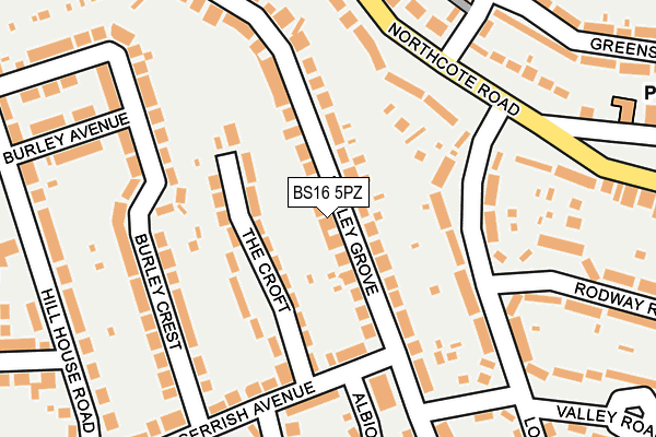 BS16 5PZ map - OS OpenMap – Local (Ordnance Survey)