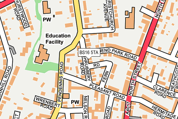 BS16 5TA map - OS OpenMap – Local (Ordnance Survey)
