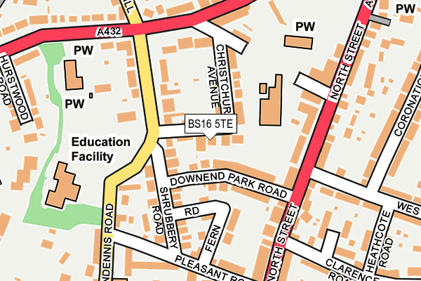 BS16 5TE map - OS OpenMap – Local (Ordnance Survey)