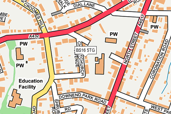 BS16 5TG map - OS OpenMap – Local (Ordnance Survey)