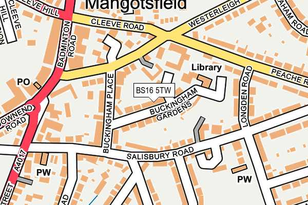 BS16 5TW map - OS OpenMap – Local (Ordnance Survey)