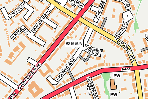BS16 5UA map - OS OpenMap – Local (Ordnance Survey)