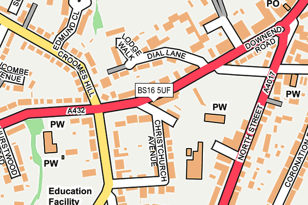 BS16 5UF map - OS OpenMap – Local (Ordnance Survey)