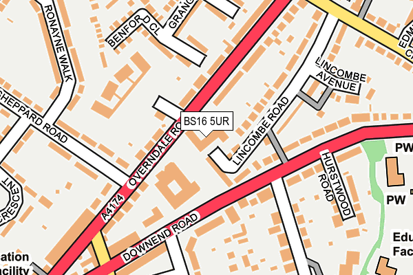 BS16 5UR map - OS OpenMap – Local (Ordnance Survey)