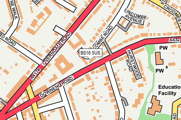 BS16 5US map - OS OpenMap – Local (Ordnance Survey)