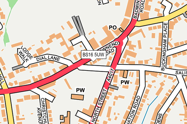 BS16 5UW map - OS OpenMap – Local (Ordnance Survey)