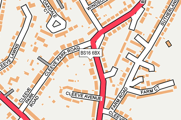 BS16 6BX map - OS OpenMap – Local (Ordnance Survey)