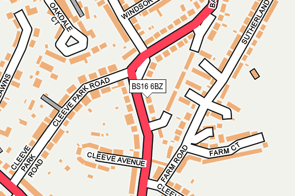 BS16 6BZ map - OS OpenMap – Local (Ordnance Survey)