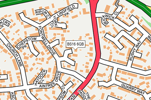 BS16 6QB map - OS OpenMap – Local (Ordnance Survey)