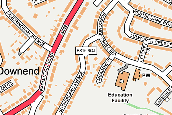 BS16 6QJ map - OS OpenMap – Local (Ordnance Survey)