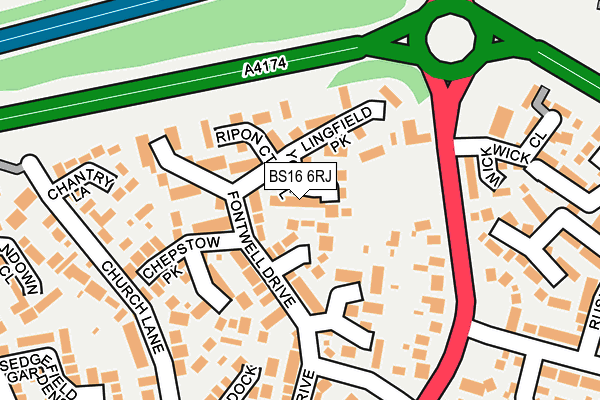 BS16 6RJ map - OS OpenMap – Local (Ordnance Survey)