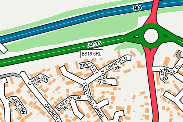 BS16 6RL map - OS OpenMap – Local (Ordnance Survey)