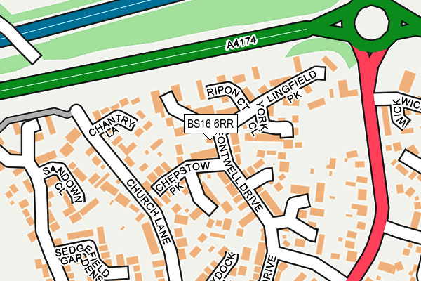 BS16 6RR map - OS OpenMap – Local (Ordnance Survey)
