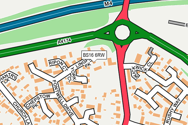 BS16 6RW map - OS OpenMap – Local (Ordnance Survey)