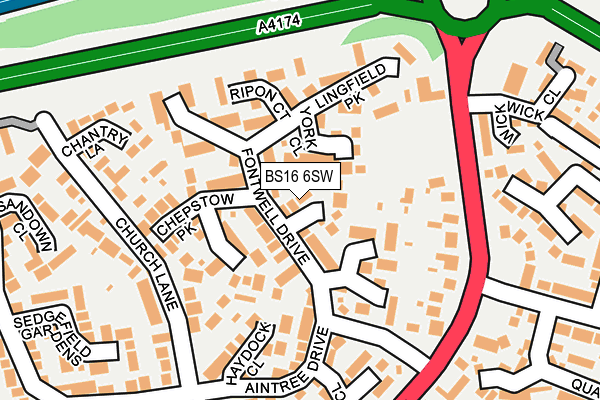 BS16 6SW map - OS OpenMap – Local (Ordnance Survey)