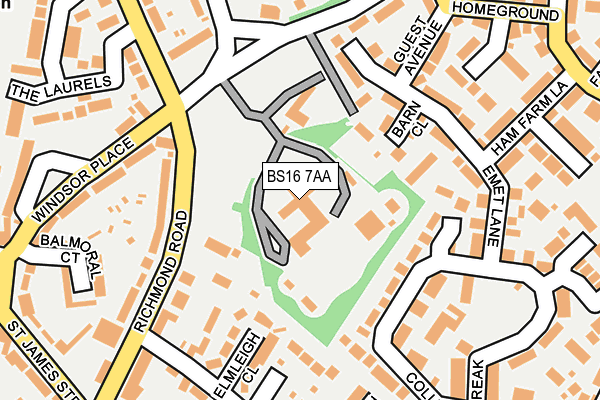 BS16 7AA map - OS OpenMap – Local (Ordnance Survey)