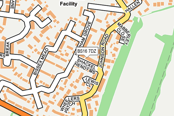 BS16 7DZ map - OS OpenMap – Local (Ordnance Survey)