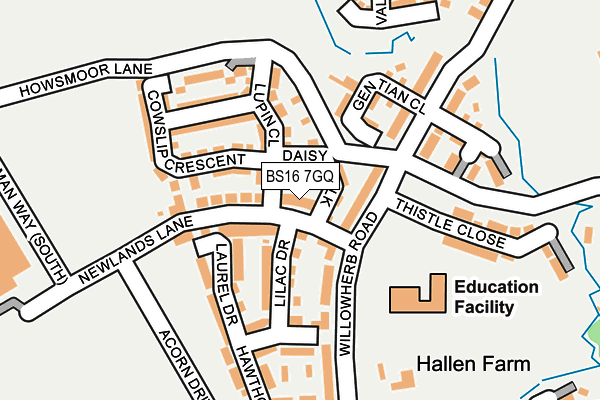 BS16 7GQ map - OS OpenMap – Local (Ordnance Survey)