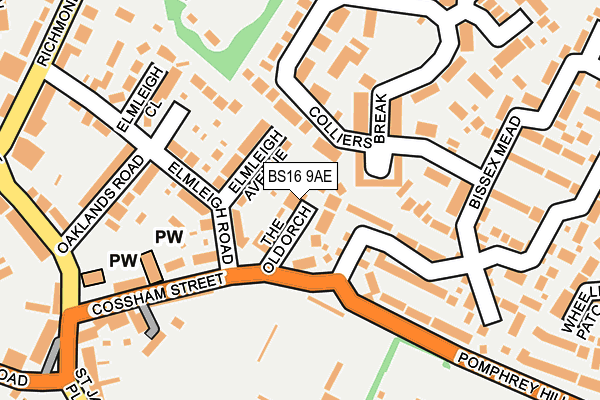 BS16 9AE map - OS OpenMap – Local (Ordnance Survey)
