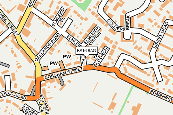 BS16 9AG map - OS OpenMap – Local (Ordnance Survey)