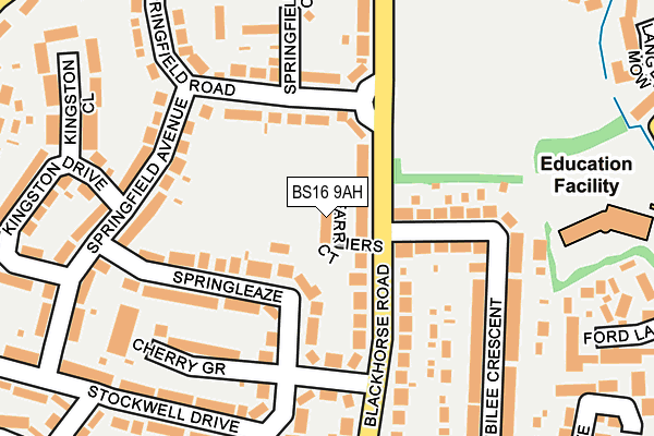 BS16 9AH map - OS OpenMap – Local (Ordnance Survey)