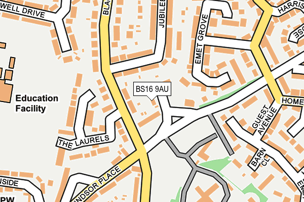 BS16 9AU map - OS OpenMap – Local (Ordnance Survey)