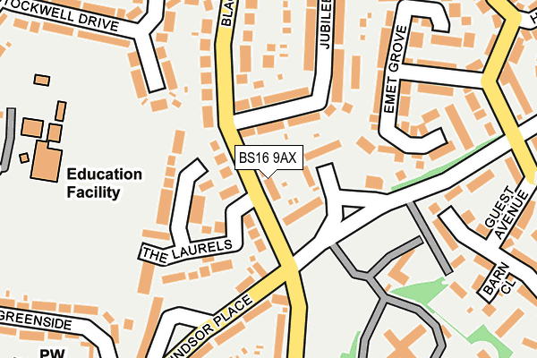 BS16 9AX map - OS OpenMap – Local (Ordnance Survey)