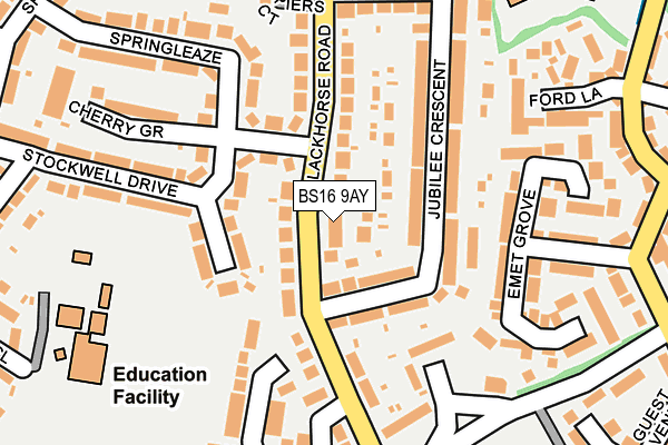 BS16 9AY map - OS OpenMap – Local (Ordnance Survey)
