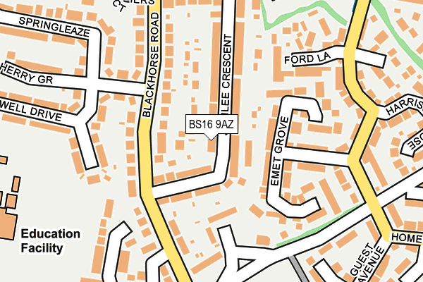BS16 9AZ map - OS OpenMap – Local (Ordnance Survey)