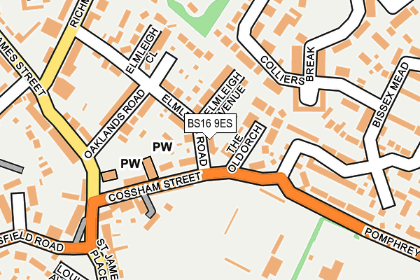 BS16 9ES map - OS OpenMap – Local (Ordnance Survey)