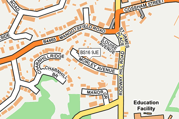 BS16 9JE map - OS OpenMap – Local (Ordnance Survey)