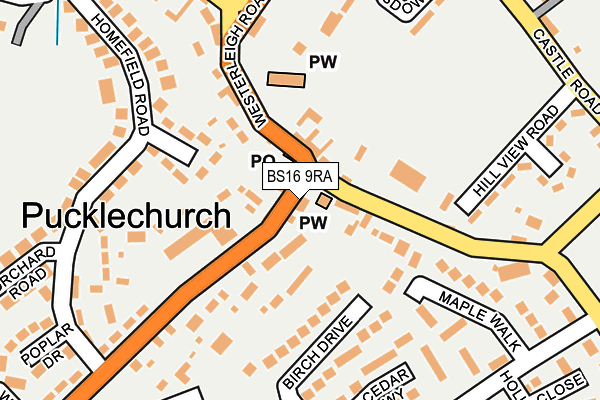BS16 9RA map - OS OpenMap – Local (Ordnance Survey)