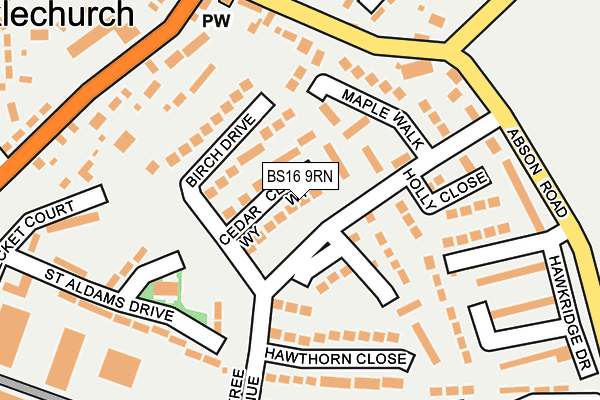 BS16 9RN map - OS OpenMap – Local (Ordnance Survey)