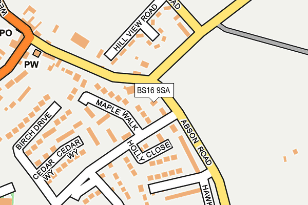 BS16 9SA map - OS OpenMap – Local (Ordnance Survey)