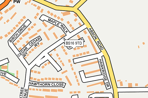 BS16 9TD map - OS OpenMap – Local (Ordnance Survey)