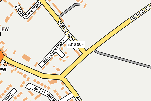 BS16 9UF map - OS OpenMap – Local (Ordnance Survey)