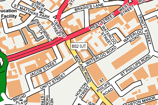 BS2 0JT map - OS OpenMap – Local (Ordnance Survey)
