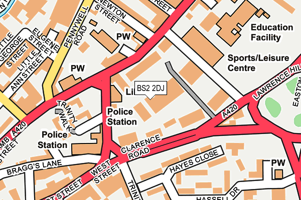 BS2 2DJ map - OS OpenMap – Local (Ordnance Survey)