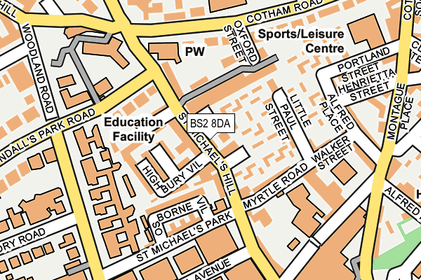 BS2 8DA map - OS OpenMap – Local (Ordnance Survey)